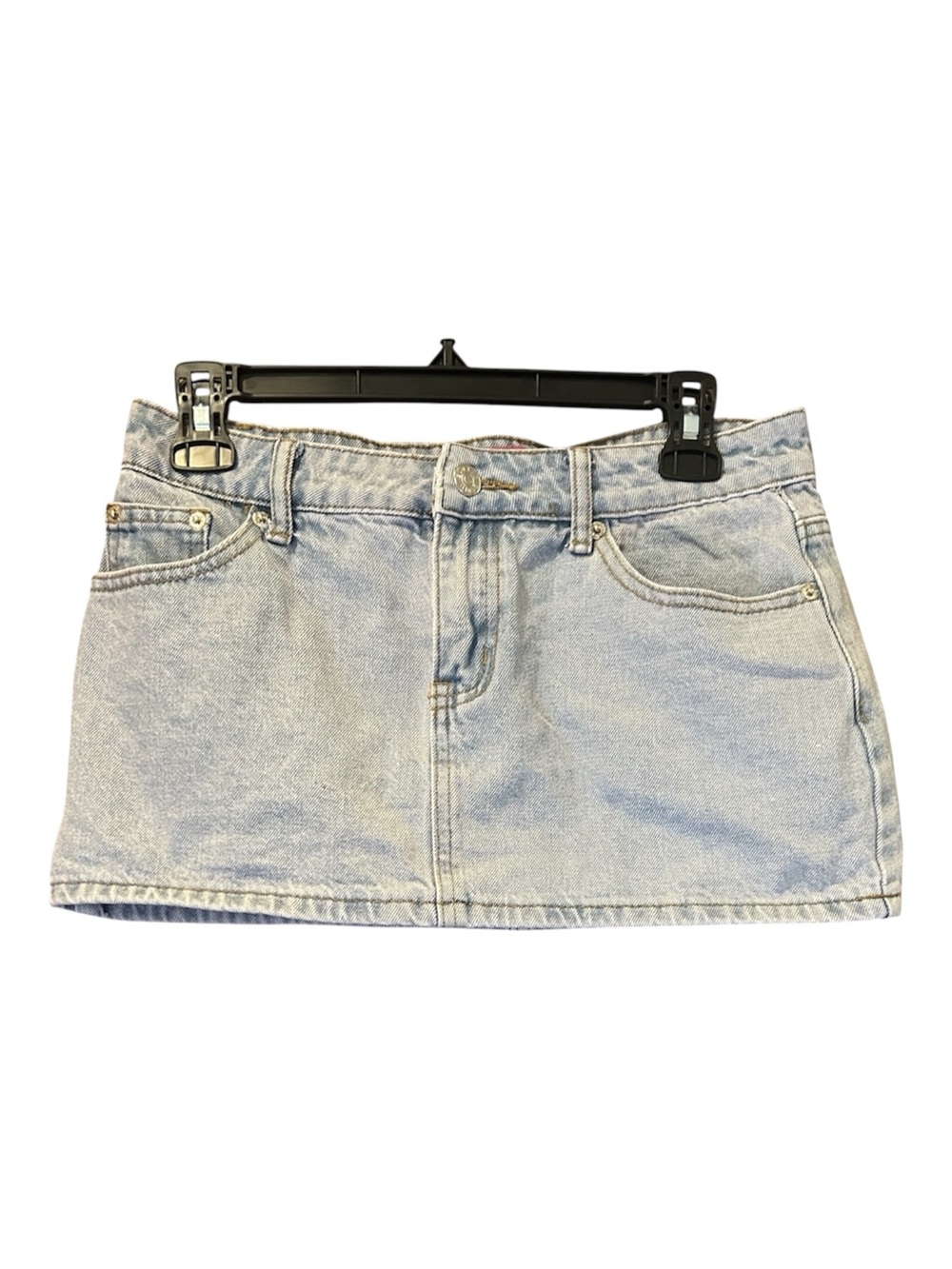EDIKTED Light Wash Denim Low Rise Micro Mini Skirt Women’s Size Small Y2K Jean